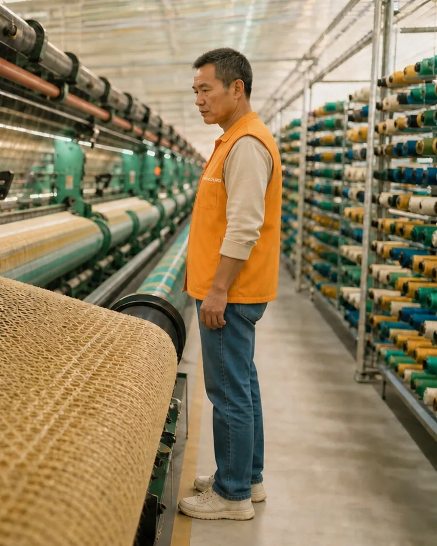 Warp-knitting machine making shade cloth
