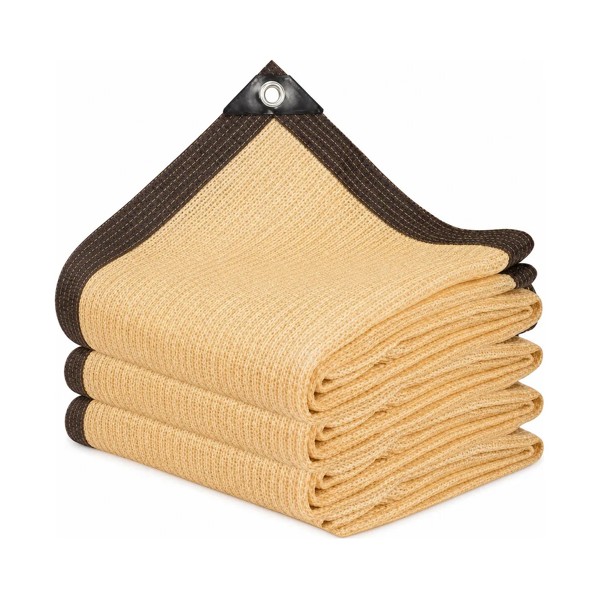 HDPE shade net, knitted, edge-bound with steel grommets